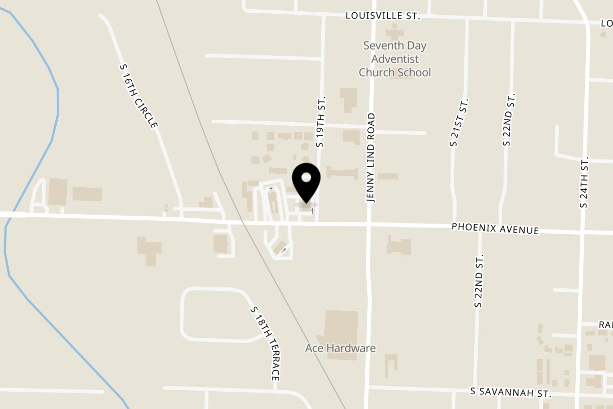 Map showing the location of Jerry Neel's Bar-B-Q, Catfish, & Catering on 1823 Phoenix Ave in Fort Smith